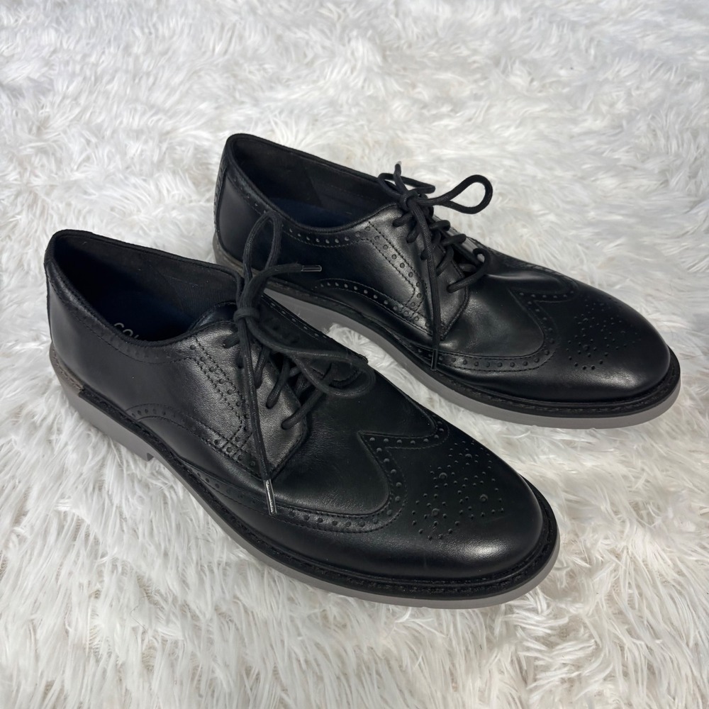 Cole Haan GrandSeries Mens Black Leather Wingtip Oxford Shoes Size 10.5M C34601